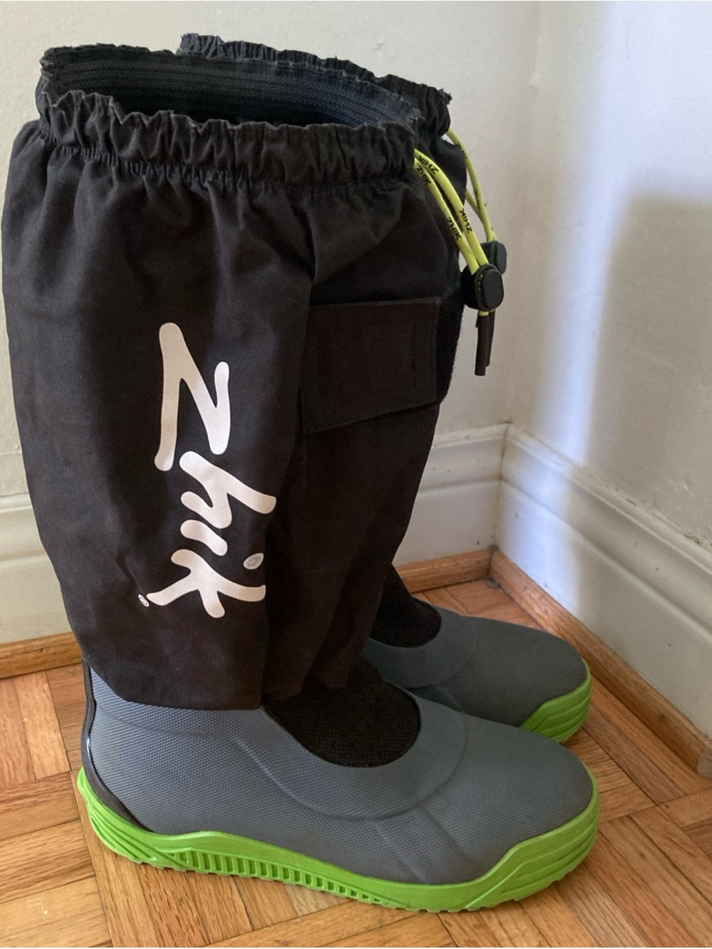 Men’s Gray and Lime Sailing Overalls Boots